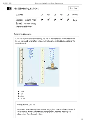 Determining a Spring Constant Gizmo