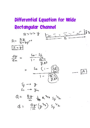 Differential Equation for Wide Rectangular Channel