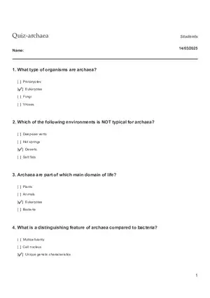 Quiz - Archaea
