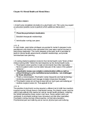 Chapter 01 Mental Health and Mental Illness