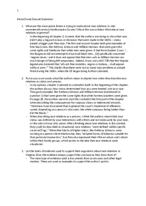 Myne Owne Ground Questions