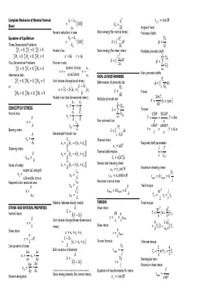 Mechanics of Material Cheat Sheet