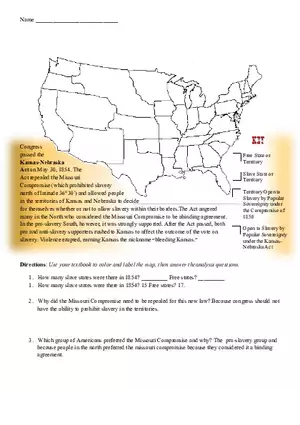Kansas - Nebraska Act Map Analysis