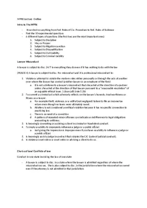 MPRE Lecture Outline