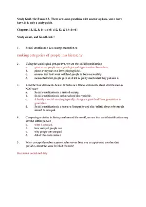 Study Guide for Exam # 3