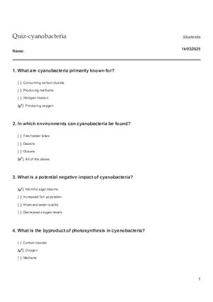 Quiz - Cyanobacteria