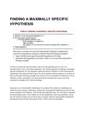 Finding A Maximally Specific Hypothesis