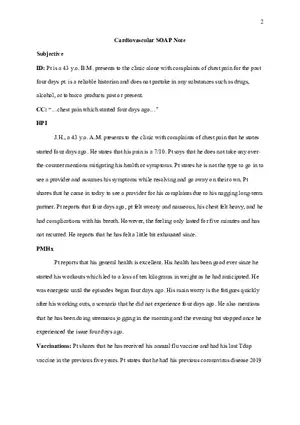 Cardiovascular SOAP Note