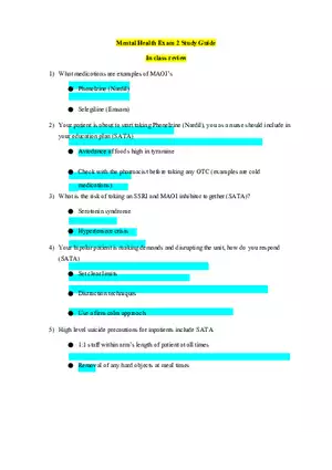 Mental Health Exam 2 Study Guide
