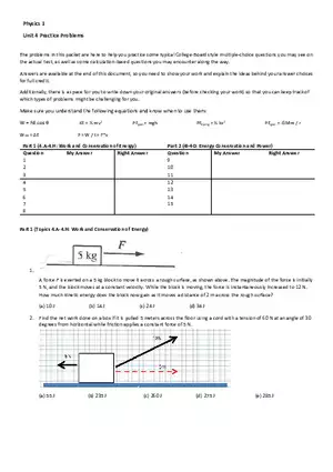 Physics 1 Unit 4 Practice Problems
