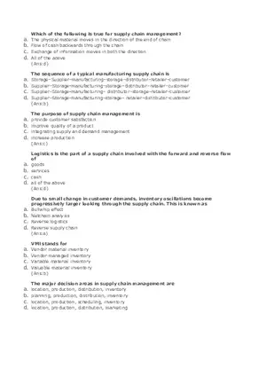 Supply Chain Answers Key