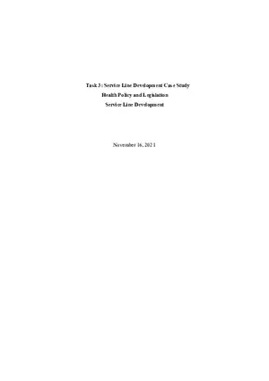 Task 3 Service Line Development Case Study