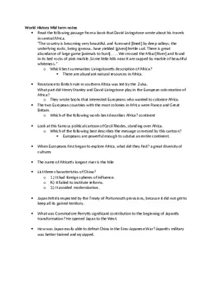 World History Mid Term Notes