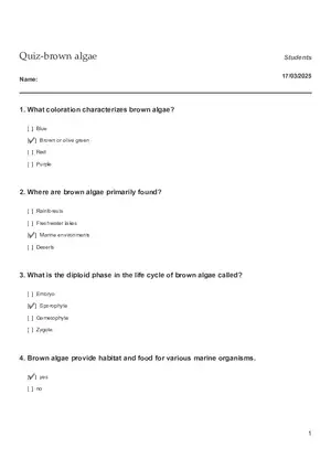 Quiz - Brown Algae