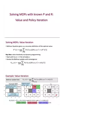 Solving MDPs with known P and R