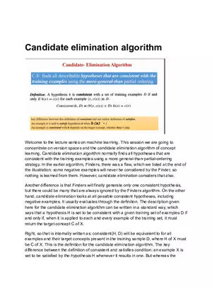 Candidate Elimination Learning Algorithm