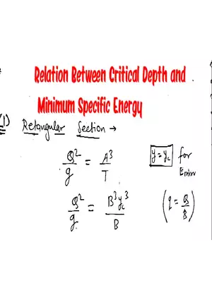 Relation Between Critical Depth and Minimum Specific Energy