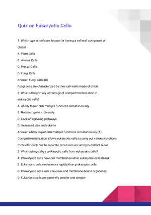 Quiz on Eukaryotic Cells