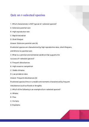 Quiz on r-selected Species