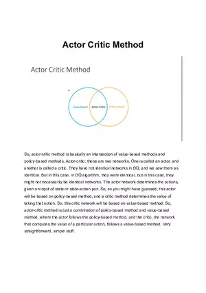 Actor Critic Method