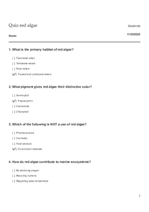 Quiz - Red Algae
