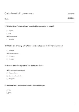 Quiz - Amoeboid protozoans