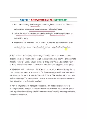 Vapnik - Chervonenkis (VC) Dimension