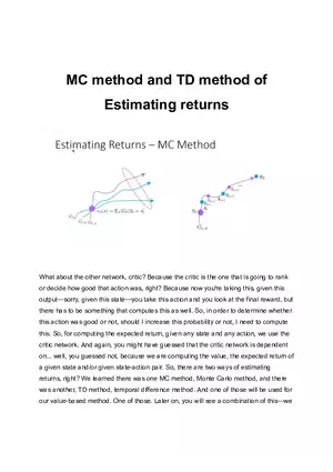 MC Method and TD Method of Estimating Returns
