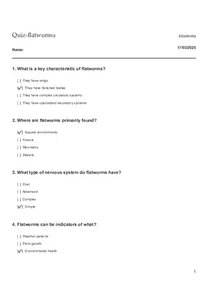 Quiz - Flatworms