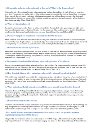 Osteoarthritis Assignment Study Materials