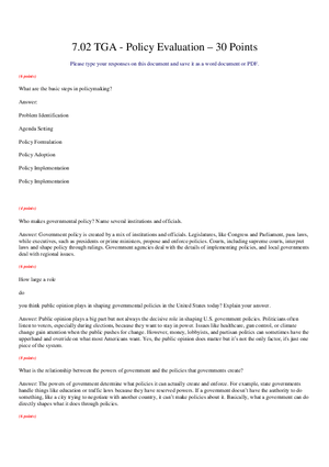7.02 TGA - Policy Evaluation