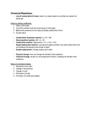 Chemical Reactions Final Study Guide