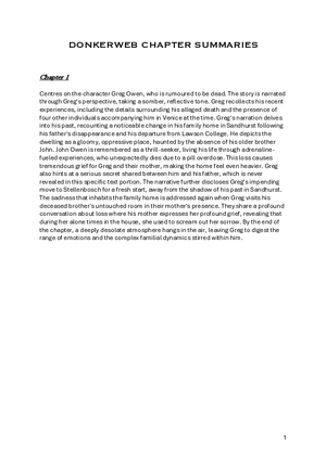 Donkerweb Chapter Summaries
