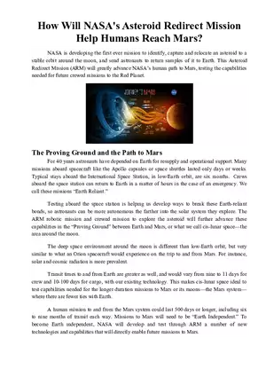 Mars and Asteroids NASA's Plan