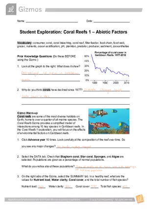 Student Exploration: Coral Reefs 1 – Abiotic Factors