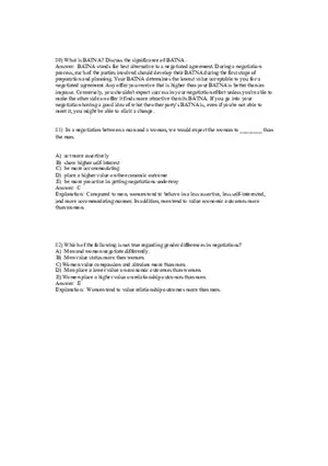 Organizational Behavior Conflict and Negotiation 80-111 Answers