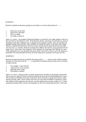 Cognitive Psychology - Assignment Feedback