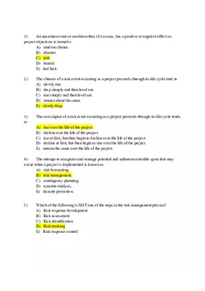 Project Management Test Bank Chapter 7 (Answers)