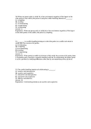 Organizational Behavior Conflict and Negotiation 30-54 Answers