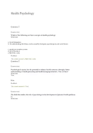 Health Psychology Quest I