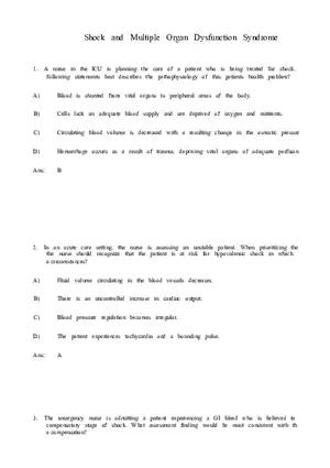 Shock and Multiple Organ Dysfunction Syndrome Part 1