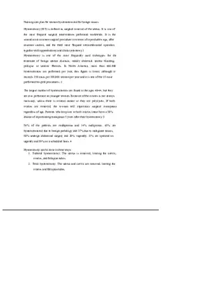 Nursing Care Plan for Women Hysterectomized for Benign Causes