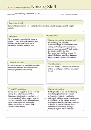 Active Learning Template Nursing Skill form (IV Discontinuation)