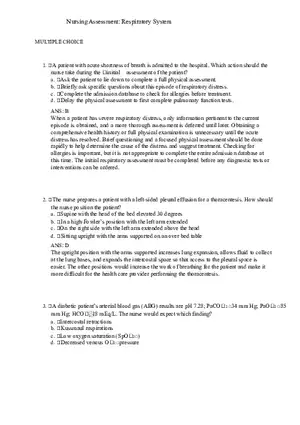 Nursing Assessment Respiratory System Notes