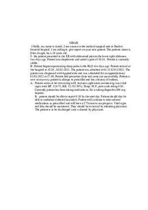 ISBAR (Communication Tool for Healthcare)