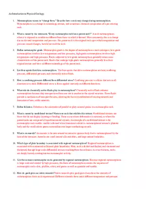 An Introduction to Physical Geology Questions with Answers