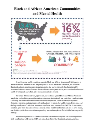 Black and African American Communities and Mental Health
