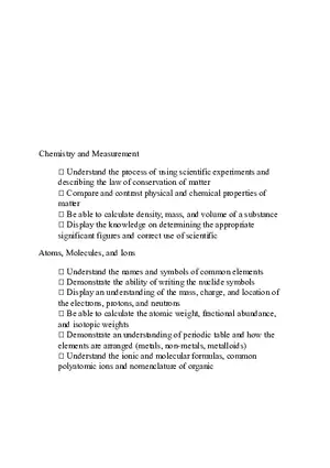 American Chemical Society Cumulative Exam (Chemistry and Measurement)