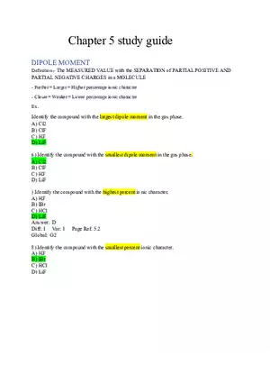 Dipole Moment Ch 5-6 Answer Key
