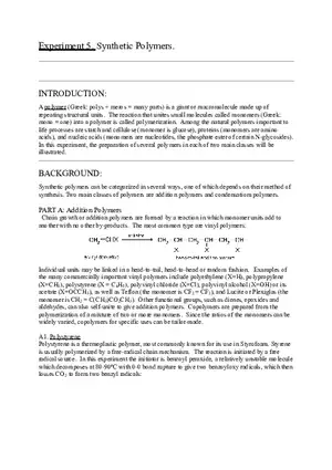 Synthetic Polymers Lab Report